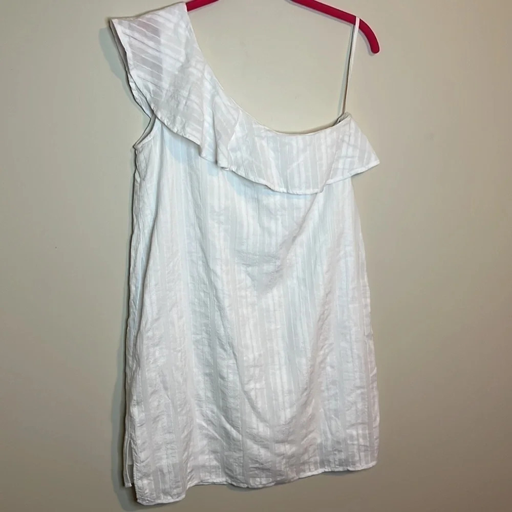ANTHROPOLOGY White One Shoulder Cloth & Stone Textured Material Dress - Picture 3 of 9